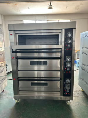 6 ট্রে এলপিজি গ্যাস ডেক ওভেন 220V 50HZ 3 ডেক মডেল বাণিজ্যিক রেস্টুরেন্ট রান্না জন্য
