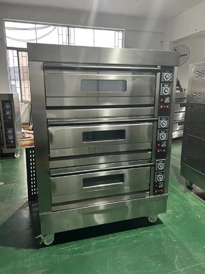 গ্যাস চালিত NBO-G306 3 ডেক 6 ট্রে ওভেন বেকিং রুটি ডিম টার্ট এবং আরো জন্য