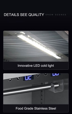 168L হোটেল রেফ্রিজারেটর কালো শেল 160W কম্প্রেসার এয়ার কুলিং একক তাপমাত্রা জোন সহজ রক্ষণাবেক্ষণ