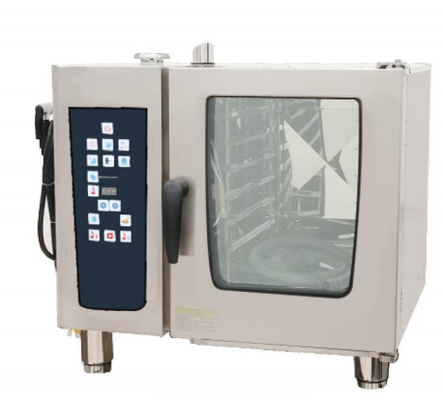 স্টেইনলেস স্টীল কম্বি স্টিম ওভেন সিলভার 220V-240V 25-250°C উচ্চতর রোস্টিং এবং স্টিমিং জন্য