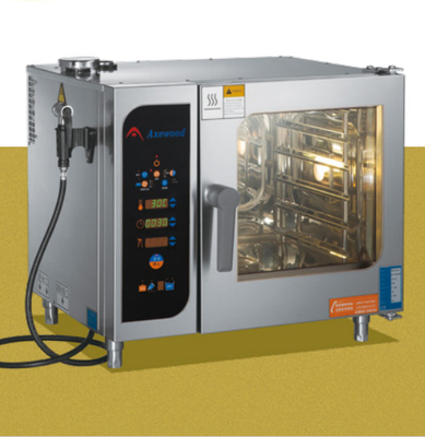 স্টেইনলেস স্টীল কম্বি স্টিম ওভেন সিলভার 220V-240V 25-250°C উচ্চতর রোস্টিং এবং স্টিমিং জন্য