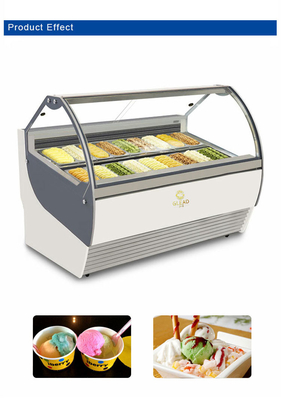 1650W ইতালিয়ান প্যান 18pcs গ্লাস আইসক্রিম প্রদর্শন জন্য বায়ুচলাচল শিল্প হিমায়ন সরঞ্জাম