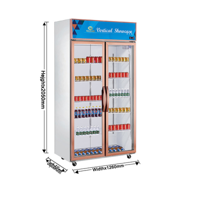 স্টেইনলেস স্টীল পানীয় ডিসপ্লে কুলার 220W 680L রেস্টুরেন্ট শীতল করার ক্ষমতা