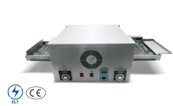 220-240V সিলভার স্টেইনলেস স্টীল পিজা ওভেন 50-400°C টেম্প কনভেয়র পিজা ওভেন