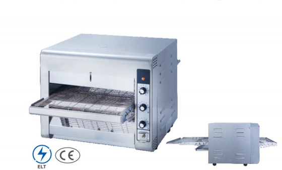 220-240V সিলভার স্টেইনলেস স্টীল পিজা ওভেন 50-400°C টেম্প কনভেয়র পিজা ওভেন