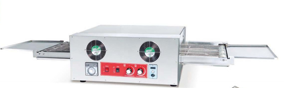 220-240V সিলভার স্টেইনলেস স্টীল পিজা ওভেন 50-400°C টেম্প কনভেয়র পিজা ওভেন
