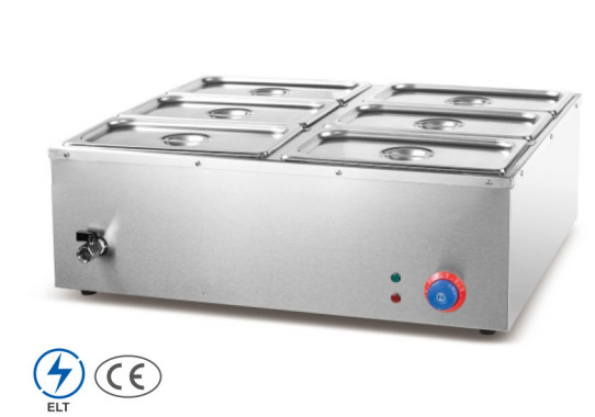 বাণিজ্যিক স্টেইনলেস স্টীল সুপ গরম করার জন্য Bain Marie 0-100°C 220-240V বৈদ্যুতিক জ্বালানী