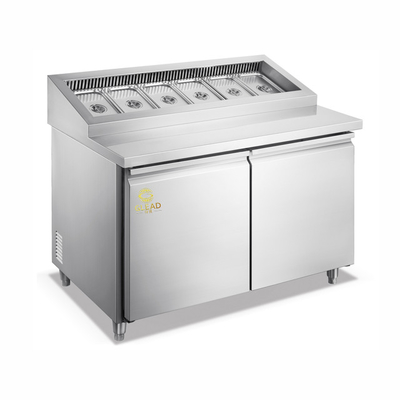 এয়ার কুলিং পিজা ক্যাবিনেট/সালাদ ক্যাবিনেট 390W পাওয়ার 270-410L ভলিউম 5~-18°C তাপমাত্রা নিরাপদ এবং স্থিতিশীল প্লাগ ইন ইউনিট