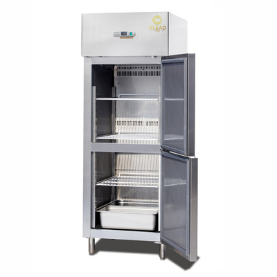 এয়ার কুলিং 600L 2 অর্ধ দরজা উল্লম্ব chiller বাণিজ্যিক রেফ্রিজারেশন কনডেনসিং ইউনিট -14 থেকে -18C