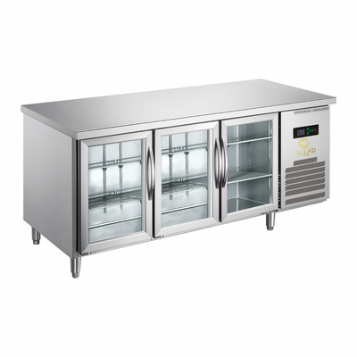 220-240V 2N-50HZ এয়ার কুল SS304 ওয়ার্কবেঞ্চ রেফ্রিজারেটেড ডিসপ্লে কেস