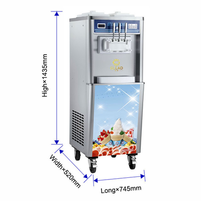 2.6kW নরম আইসক্রিম মেশিন 2x5.8L/2x10L হপার 2x1.8L2x2.1L ফ্রিজিং ট্যাঙ্ক 220-240V ভোল্টেজ সহ
