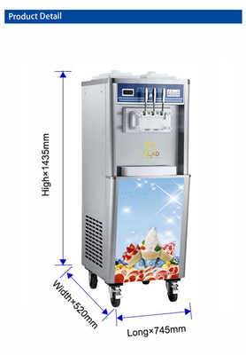 2.6kW নরম আইসক্রিম মেশিন 2x5.8L/2x10L হপার 2x1.8L2x2.1L ফ্রিজিং ট্যাঙ্ক 220-240V ভোল্টেজ সহ