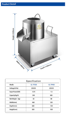 1.5kw বাণিজ্যিক হোটেল আলু slicer মেশিন 80KG N.W 150min/r ঘূর্ণন গতি